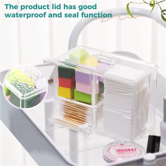 Q Tips Holder Cotton Pads Holder Cotton Balls Swab Holder Container with Lid - Picture 4 of 7